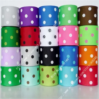 

1-1/2'' 38mm 100% polyester Polka Dots Printed grosgrain ribbon Spots dotty Hair Ribbon Accessories DR38