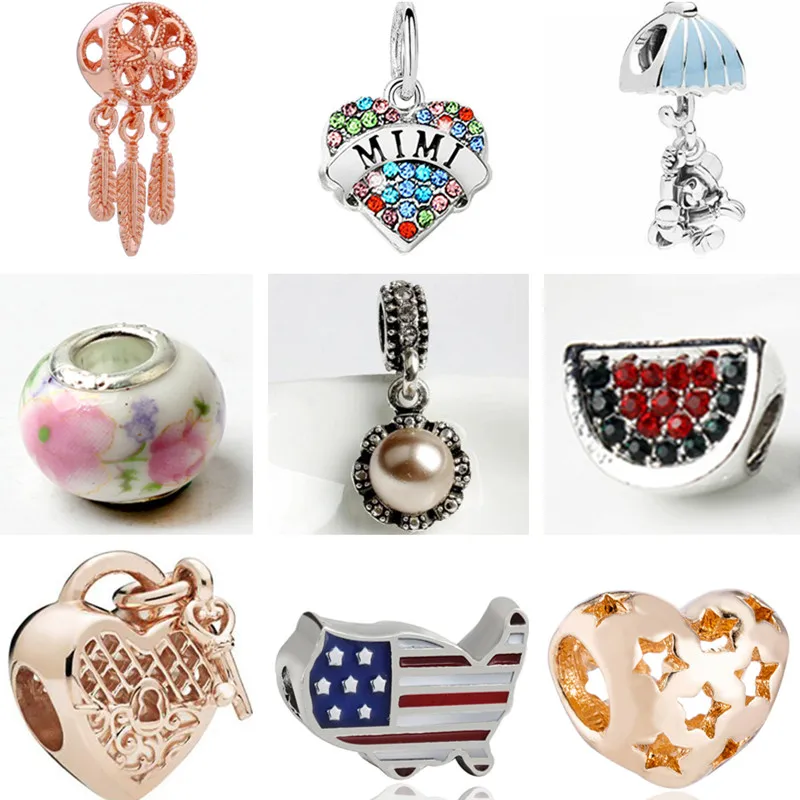 

Cute DIY Jewelry Lock Elephant Dreamcatcher Stars Map Enamel Beads Fit Pandora Charms Bracelets & Bangles for Women Berloques