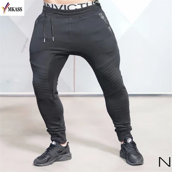 

2018 Brand New Gold Medal Fitness Casual Elastic Embroidered Pants Stretch Cotton Men's Pants Jogger Bodybuilding Jogger Pants