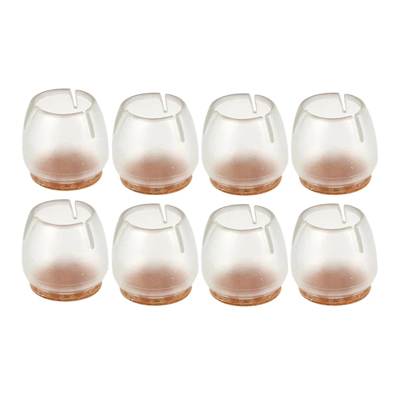 

8 pcs round bottom place opening silicone chair leg caps feet pads furniture table covers wooden floor protectors clear