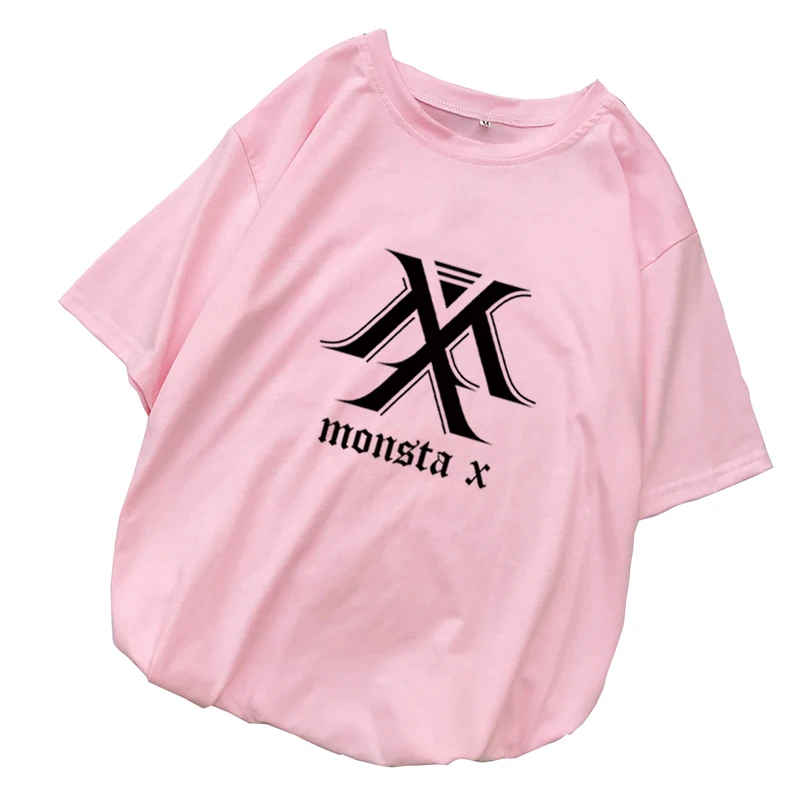 Новинка, женские футболки MONSTA X Kpop, топы, Harajuku, уличная одежда, летняя, короткий рукав, Корейская, повседневная, свободная футболка, Femme Camiseta Mujer