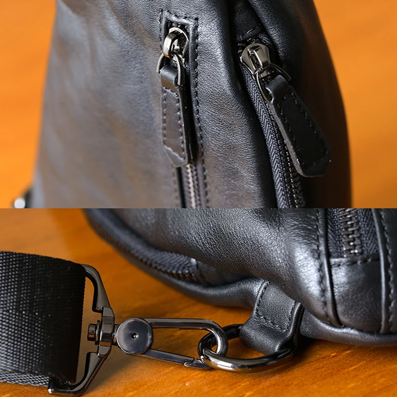 AETOO Chest bag men's leather leisure men's shoulder crossbody bag Korean version of fashion waistband cowhide bag