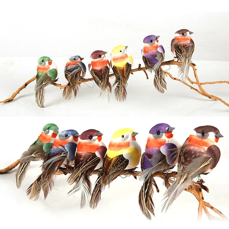 1 шт Поддельные Красочные Птицы искусственные пенные Имитационные птицы с пером, магнитом, своими руками свадебные украшения, рождественские украшения