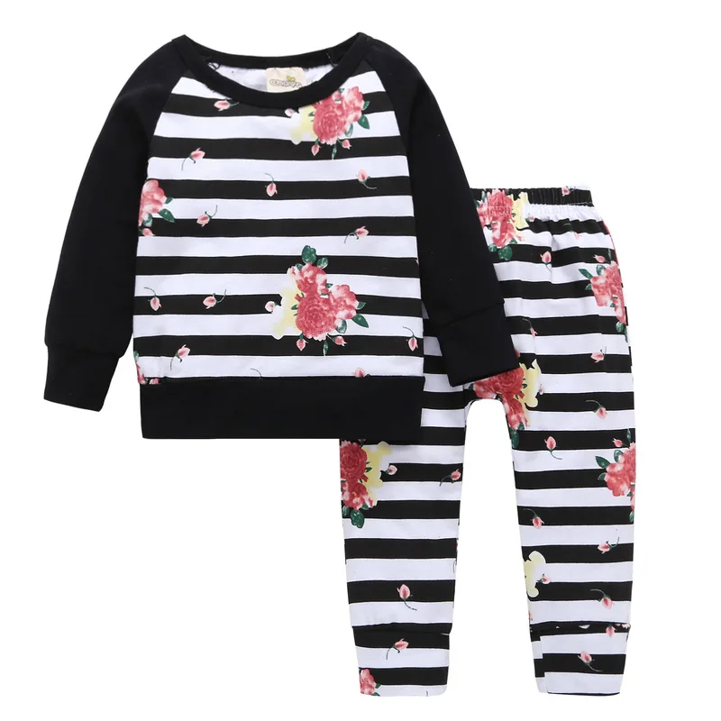 

Floral Infant Baby girls clothes Outfit 2 Pieces Sets 2019 Spring Flower Printed Tops Coat+ Pants Newborn Toddler girl clothing