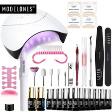 Modelones 36 Вт Led лампа для ногтей, инструменты для ногтей комплект электродрель гвоздь наборы для маникюра любые 6/8/10/12 Цветов! полупостоянная гель для полировки
