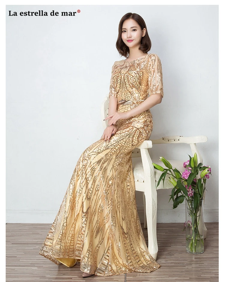 Vestido para festa de casamento2019 новинка из кружева, с вырезом на шее, с блестками, Сексуальная Русалка, золотой, красный, фиолетовое платье для невесты