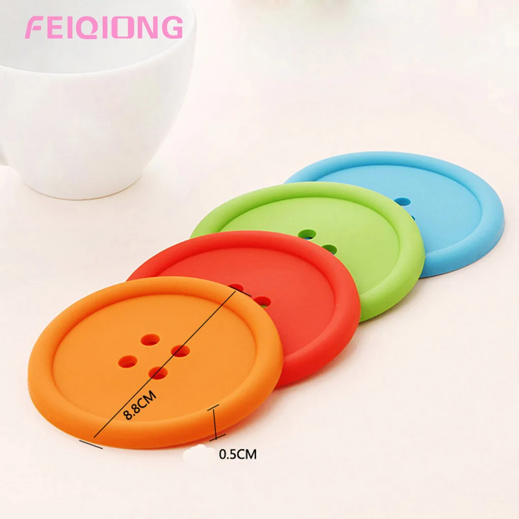 

2pcs Placemat Button Shape PVC Heat Insulation Adiabatic Cup Bowl Mat Potholder