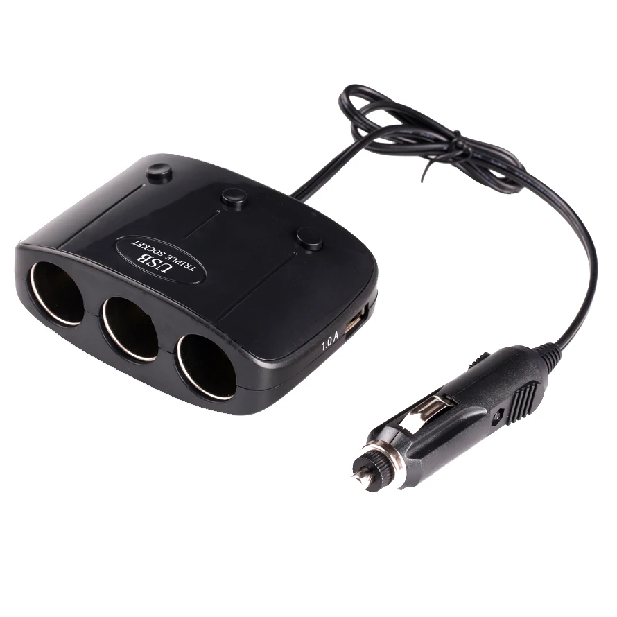 Auto Pemantik Rokok Mobil Dual USB Port 3 WAY Socket Charger Mobil 12 V