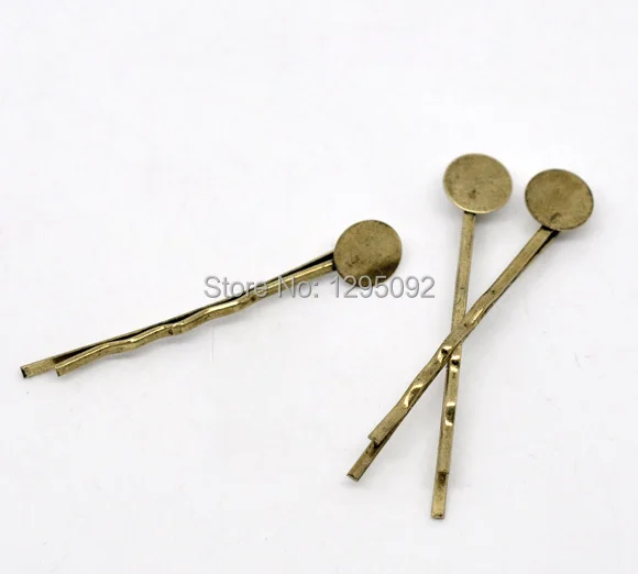 100Pcs Bronze Tone Bobby Pins Hair Clips W / Glue Pad Barrettes Jewelry Findings Charms Wholesale 4.4cm x 1.5mm Jewelry Findings