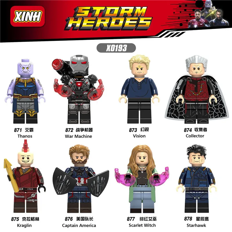 

Single Sale Super Heroes Thanos Vision Collector Captain America Scarlet Witch Building Blocks Bricks Children Gift Toys X0193