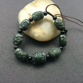 

Exquisite natural hetian qingshi eight-fairy bracelet/1