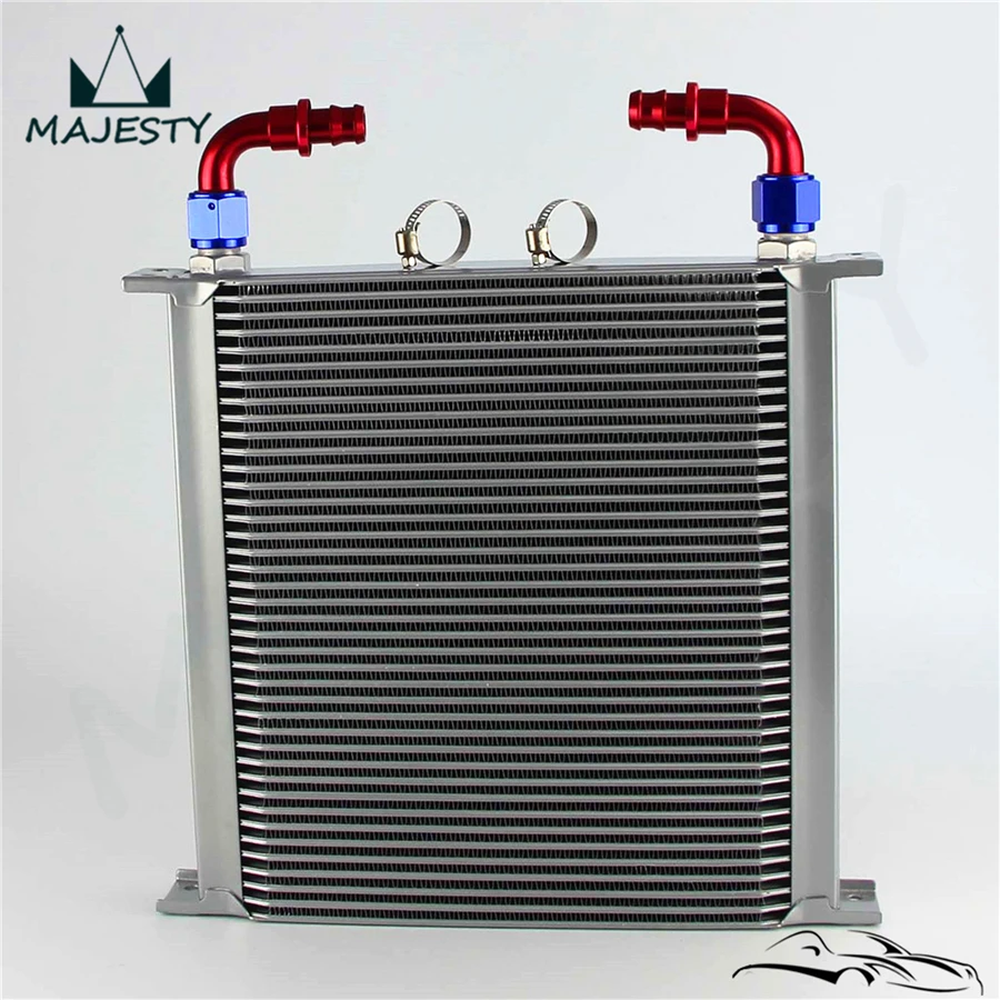 

40 Row AN10 Aluminum Engine Oil Cooler Radiator + 2pcs 90 Degree fittings Silver