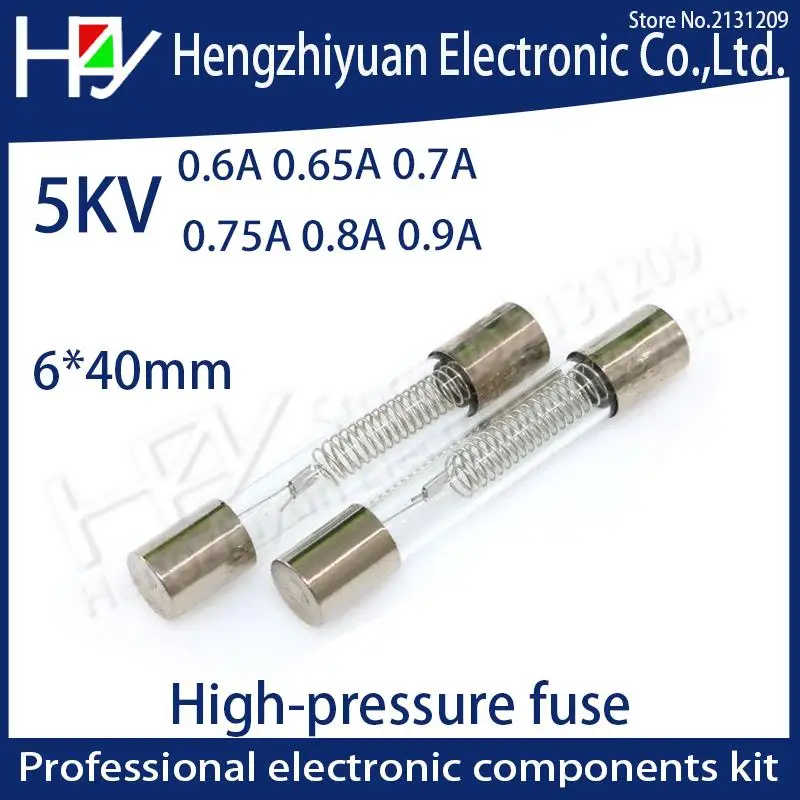 2pcs High Voltage 5KV 5000V 6 x 40mm Glass Tube Fuse for Microwave Oven