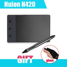 HUION Оригинальный H420 Графический Рисунок Цифровой Планшетный 4×2.23 «с Ручкой для Компьютера + Анти-обрастания Перчатки как Подарок