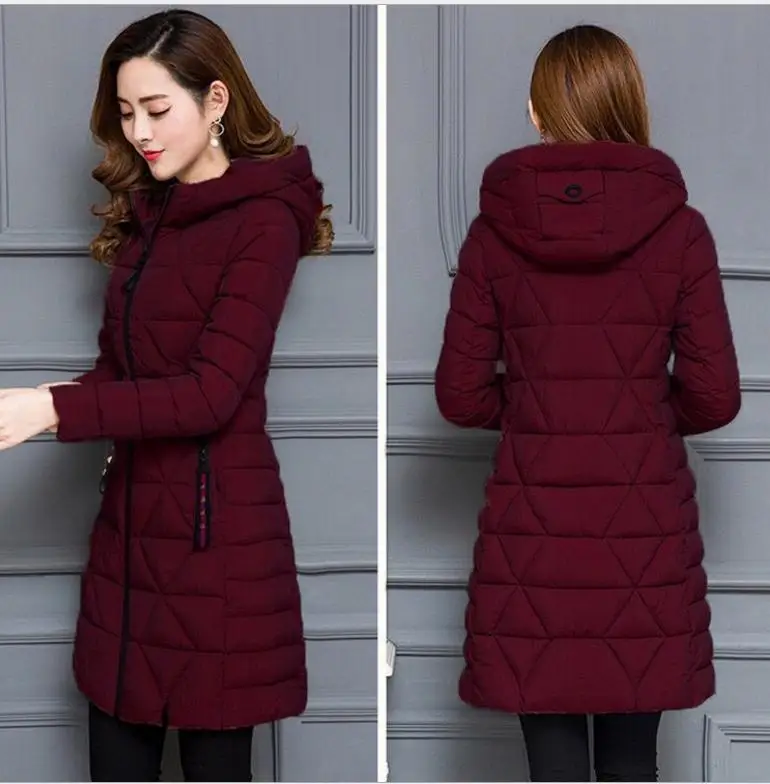 wine red Plus Size 6XL Light&Thin Autumn Winter Women Jackets Female Down Cotton Jacket Slim Outerwear Casual Female Parkas Top Q595 - Цвет: wine red