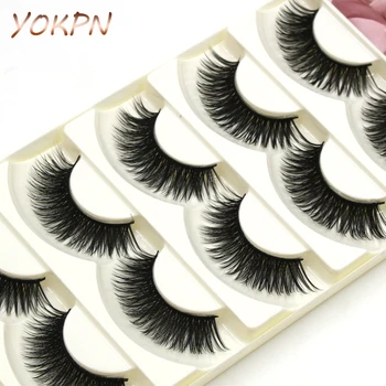 

YOKPN Makeup Pointed Cross Fake Eyelashes Art Studio Thick Smoky Makeup False Eye Lashes Natural Cotton Stems False Eyelashes