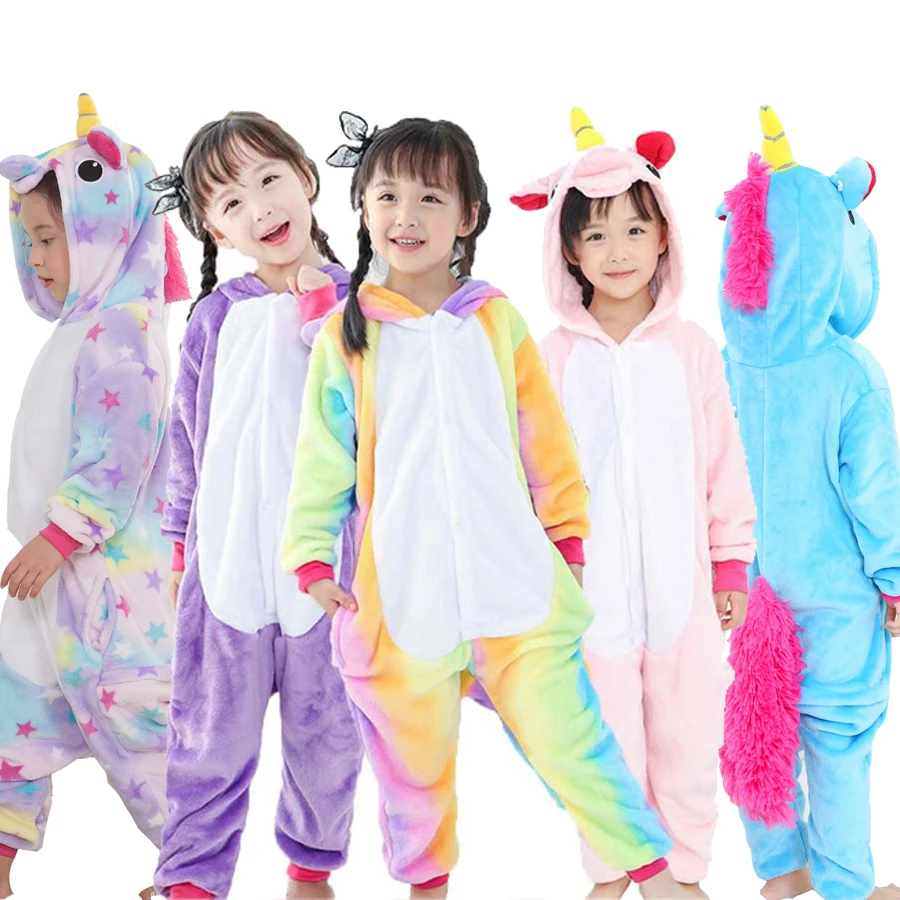 Children Pajamas Unicorn Winter Pajama Cartoon One Piece Sleepwear licorne Coral Fleece Warm Pijamas de Ninos Unicornio Inverno