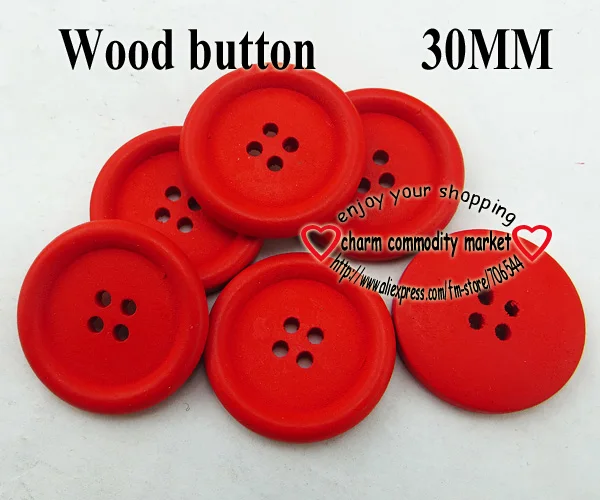 

20PCS 30MM red painting wooden buttons sewing clothes boots coat accessories MCB-837