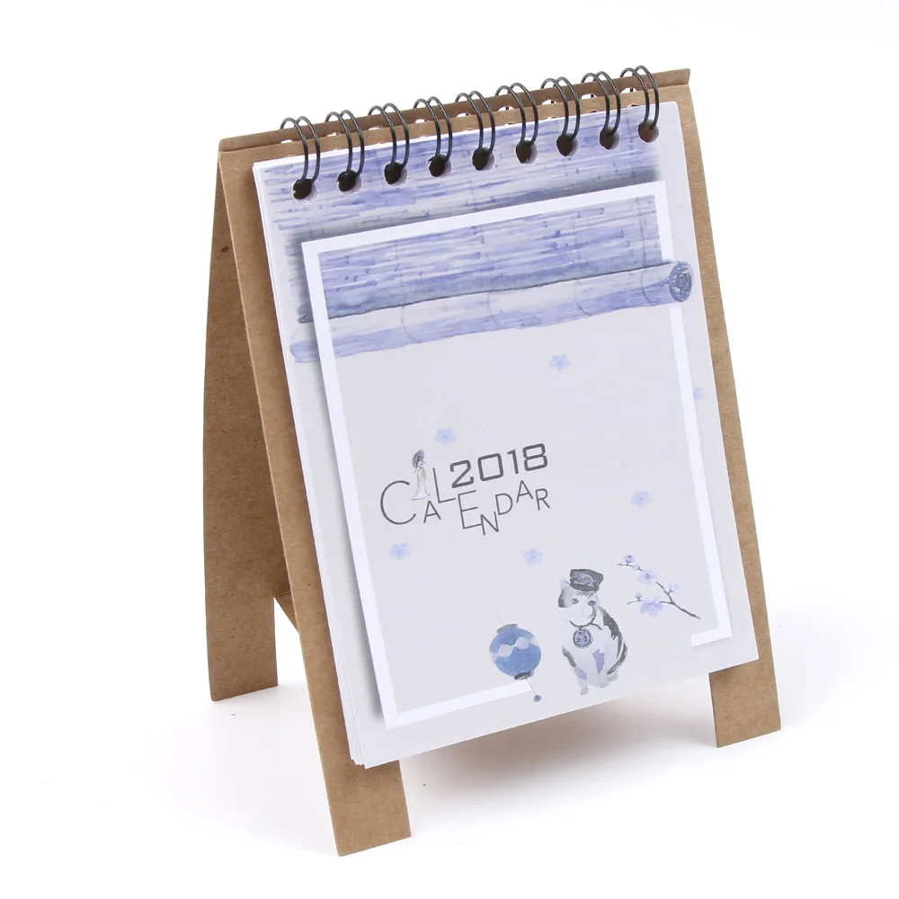

NEW 2018 Cartoon Mini Desktop Calendar Flip Stand Table Office Schedules Planner Simple And Fresh Table Calendar Planner