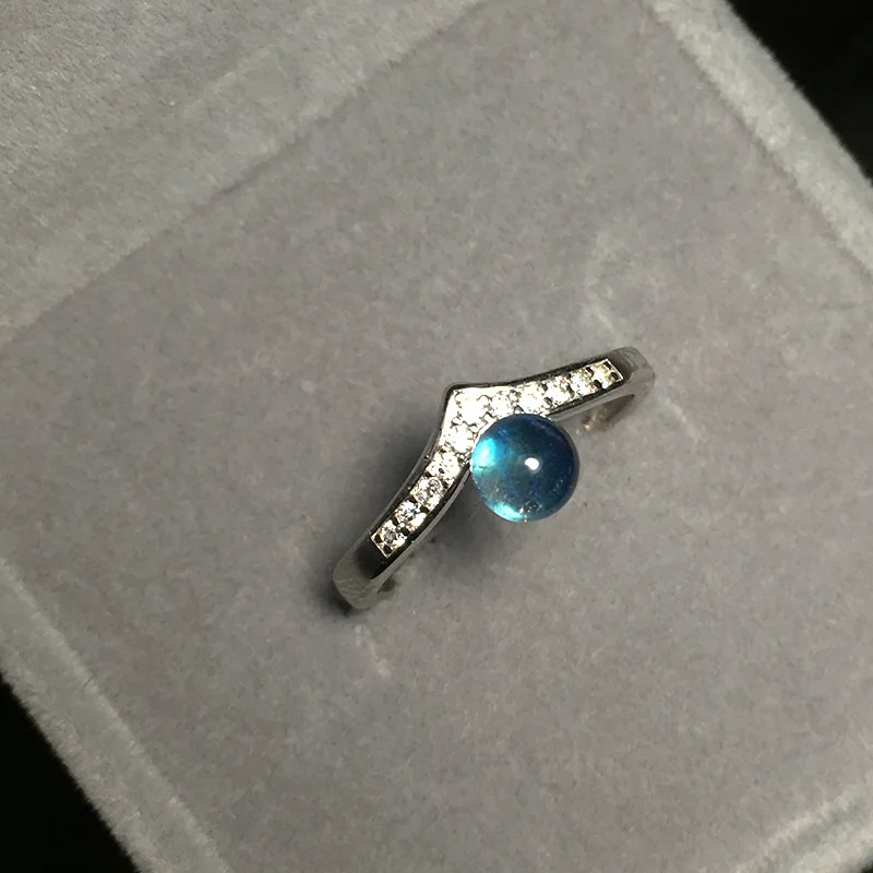 

2018 Natural Blue Rainbow Moonstone 5mm Adjustable Crown Ring 100% 925 Sterling Sliver Crown Finger Rings Jewelry