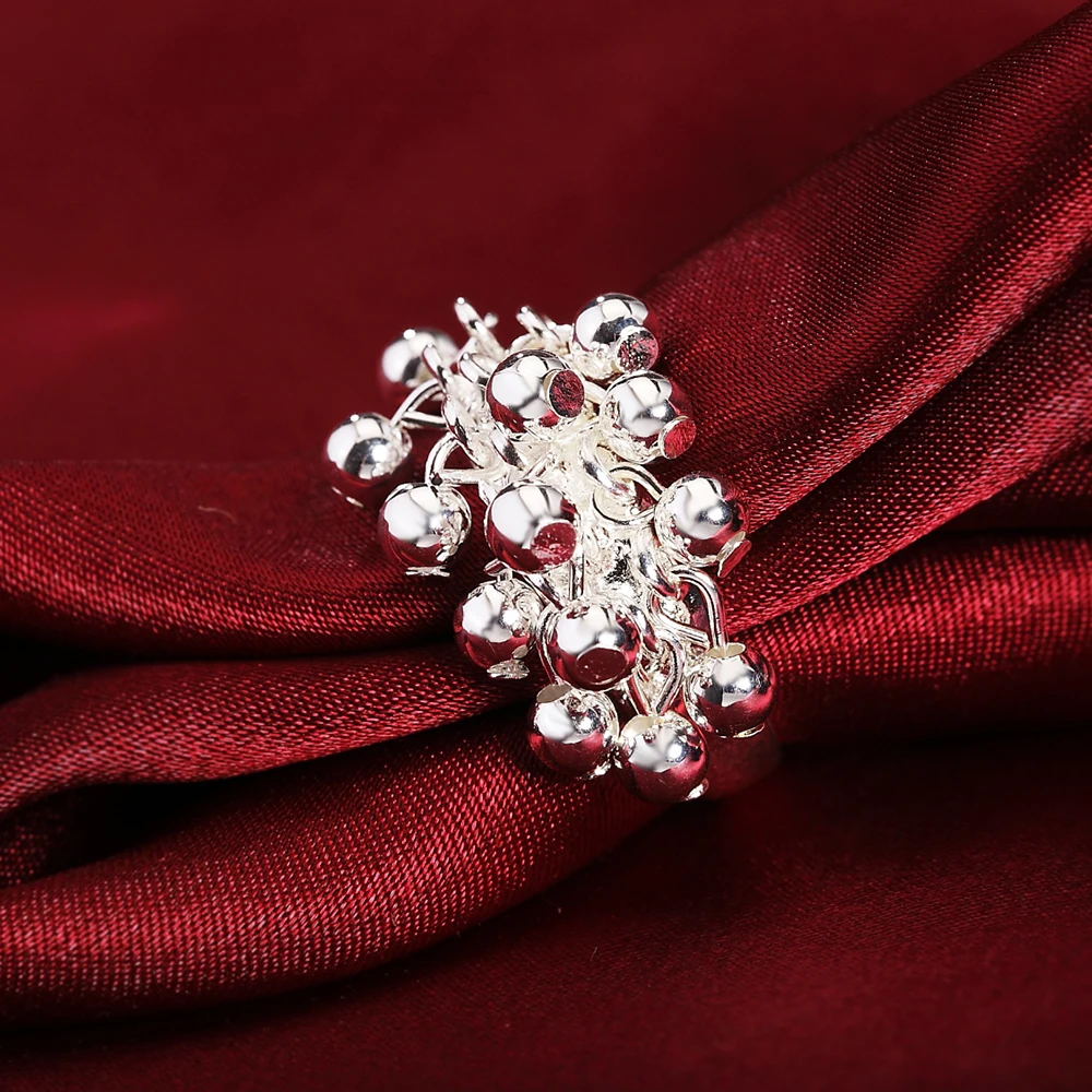 Модное модное свадебное серебряное кольцо с бусинами для женщин, милое женское серебряное кольцо, ювелирное изделие для помолвки R016 MARK