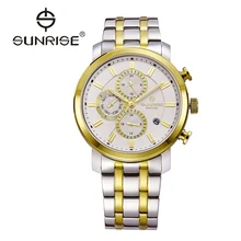 SUNRISE Gold Quartz Water Resistant Watch Mens Designer Watches Top Brand Luxury Men’s Casual Wristwatch DM755 reloj de cuarzo
