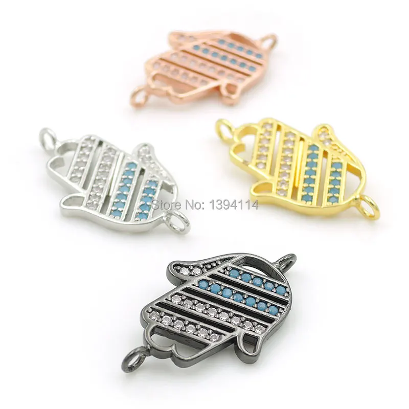 

21*12*2mm Micro Pave Kallaite&Clear CZ Palm Of Parallel Lines Connector Fit For Women As DIY Bracelets Accessory