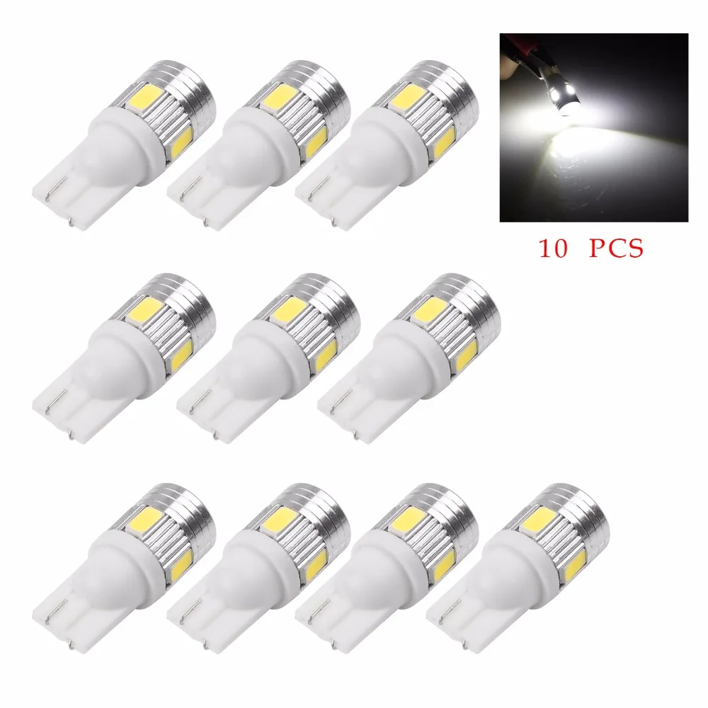 10Pcs/set T10 W5W 168 194 6SMD 5630 LED Super White Car Side Bulbs Canbus Error Free 12V for Unversail | Автомобили и мотоциклы