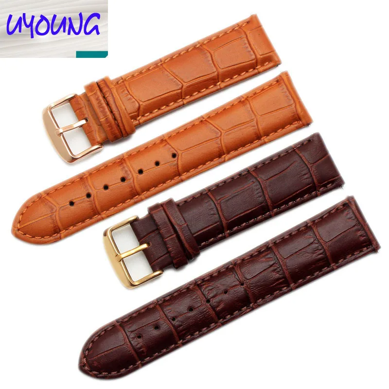 Uyoungwatch Fossil кожаный ремешок 22 мм темно коричневые кожаные часы с татуировкой crocs