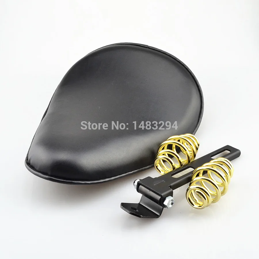 

3" Gold Spring Leather Solo Seat Fits For Harley Davidson Sportster Softail Chopper Bobber Custom / DHL shipping