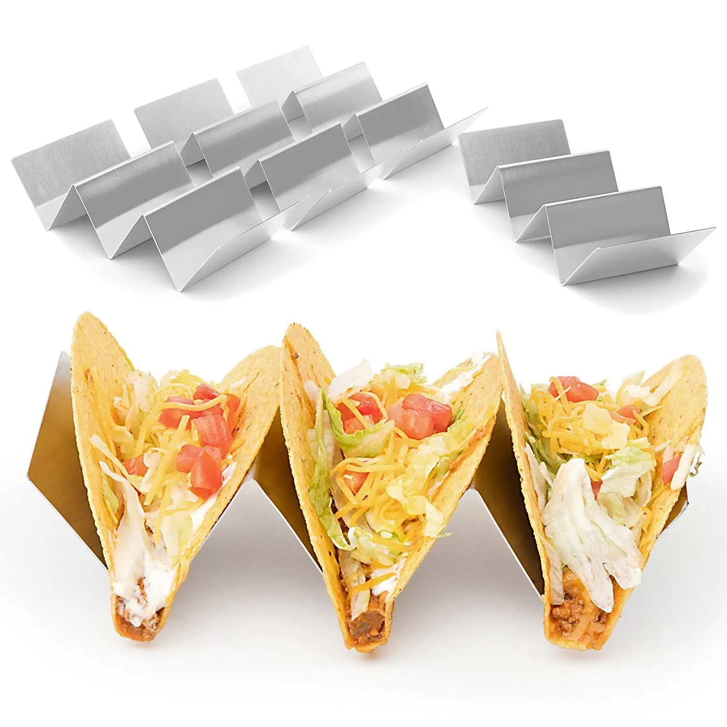 Горячая продажа 2 шт стильный держатель из нержавеющей стали Taco стиль лотка для