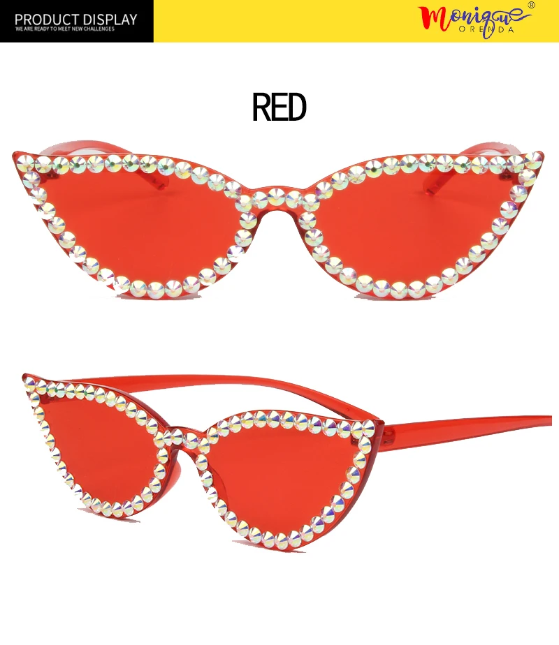 Женские солнцезащитные очки маленького размера, карамельные розовые желтые стразы, Винтажные Солнцезащитные очки без оправы для женщин oculos