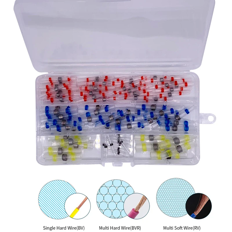 50/100 шт/смешанные терм усадочная Sordering терминалы Водонепроницаемый уплотнение припоя рукав трубки электрический провод стыковые соединители комплект
