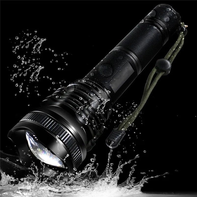 2500LM Lampe Torche XHP50 LED Flashlight Super Power Zoomable Hunting Torch 5 Modes Cool White Light 26650 Zaklamp 40MAY806