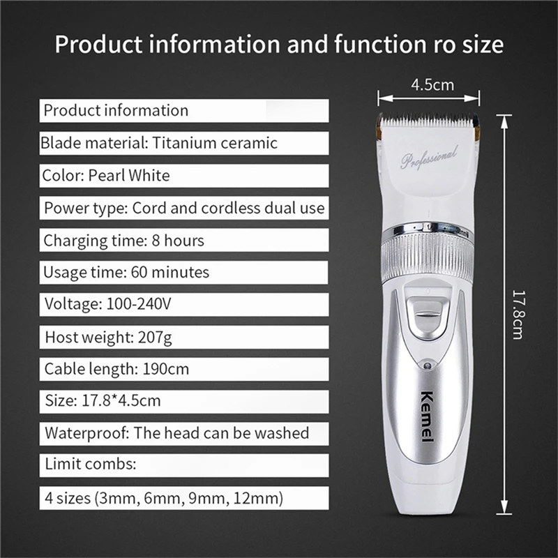 Электрическая машинка для стрижки волос для Salon Professional Перезаряжаемые волос триммер Титан Сталь волосы лезвия для резки близко к 0,8 мм