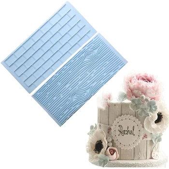 

New Tree Bark Brick Wall Bakeware Tools Silicone 2PCS/Set Food Grade Texture Kitchen Accessories Cake Decorating Fondant Mold
