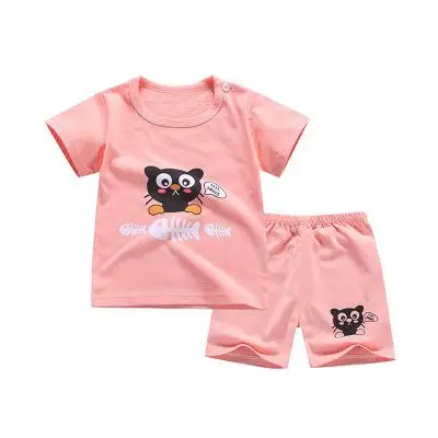 Летняя одежда для маленьких мальчиков полосатая футболка с изображением обезьяны+ шорты для новорожденных девочек, одежда для малышей от 6 месяцев до 24 месяцев - Цвет: P6