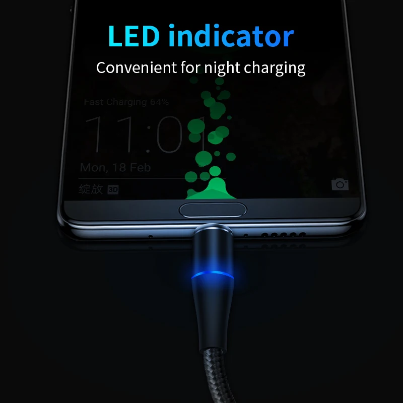 AS USB مغناطيسي صغير كابل ل فون سامسونج نوع-c سريع شحن تهمة المغناطيس مهايئ شاحن USB TypeC الهاتف المحمول الكابلات