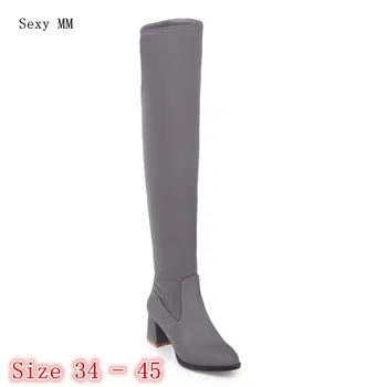 

Spring Autumn Women Over the Knee Boots High Heel Woman Thigh High Long Boots Small Plus Size 34 - 40 41 42 43 44 45