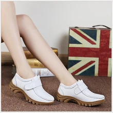 Большие размеры 35-40; женская обувь на плоской подошве; мягкие мокасины из натуральной кожи; удобная повседневная обувь; Женская Осенняя обувь для медсестер; женская обувь на плоской подошве