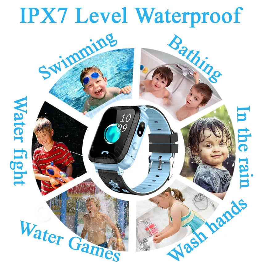  Funelego IP67 Deep Waterproof Kids GPS Smart Phone Watch For Children Water Resistant Watch Phone B - 32880037873