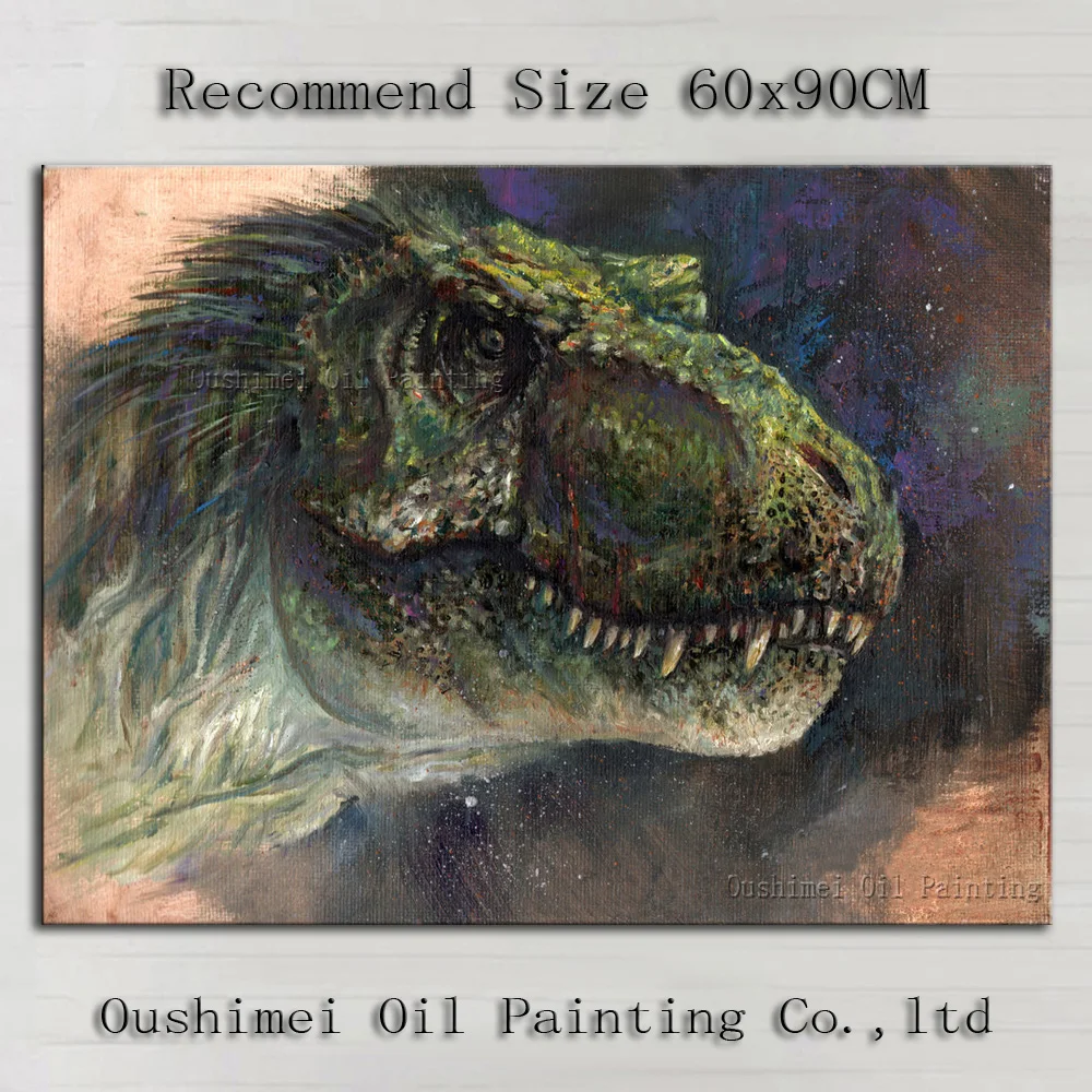 

Superb Artist Handmade Unique Wall Painting Huge Animals Dinosaur Oil Painting On Canvas Hand-painted Dinosaur Paintings