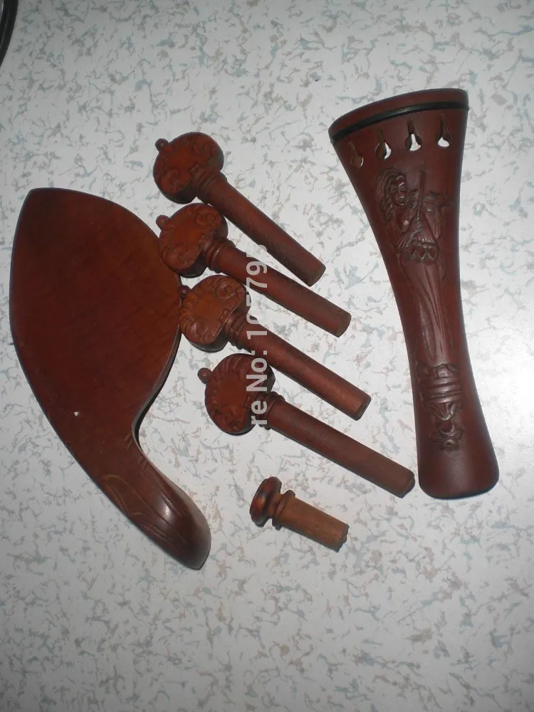 

1 Set Quality Red Jujube Fiting with carving fingure 4/4 tail piece & pegs 01#