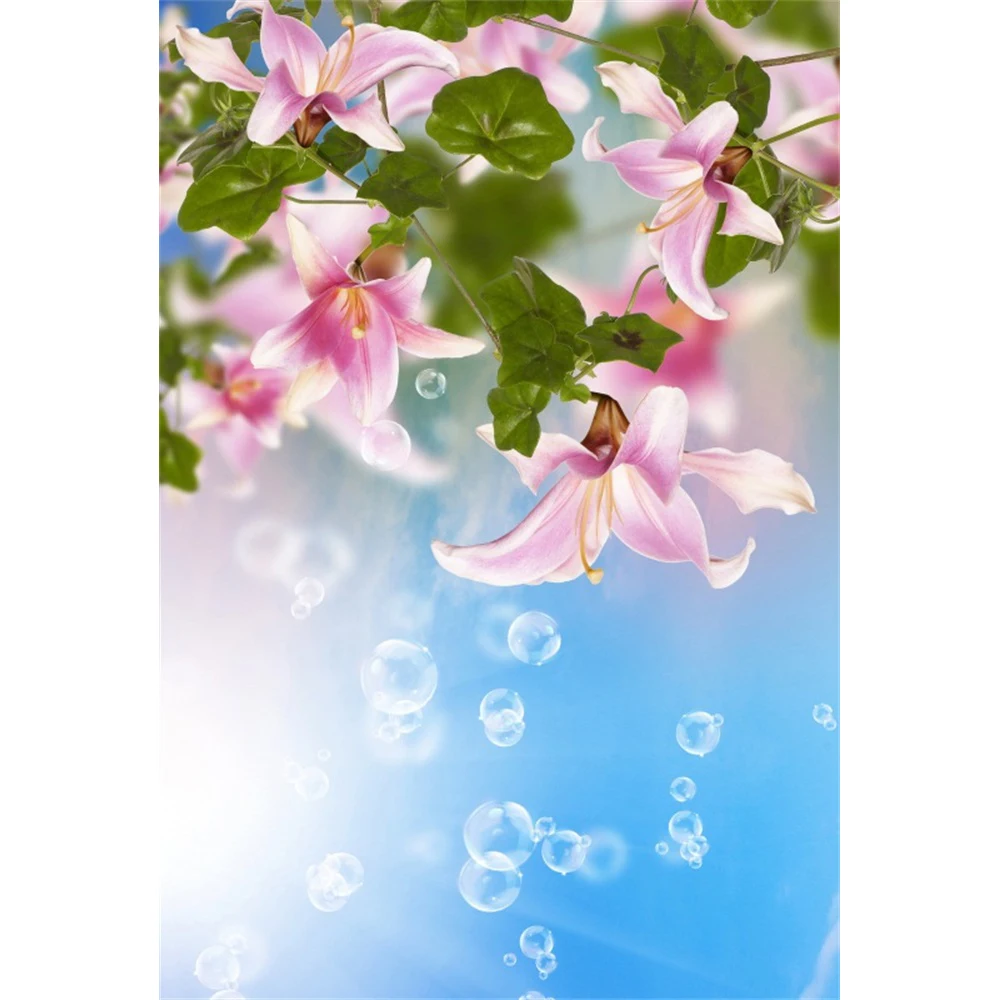 Laeacco Flowers Bubble Green Leaves Baby Photography Backgrounds Customized Photographic Backdrops For Photo Studio