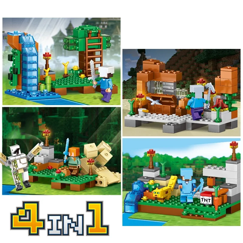 378 PCS 4 in 1 Interoperability Legoed Minecrafted Numbers Building Designers Bricks Set My World Educational Toys For Children 378 PCS 4 in 1 Interoperability Legoed Minecrafted Numbers Building Designers Bricks Set My World Educational Toys For Children