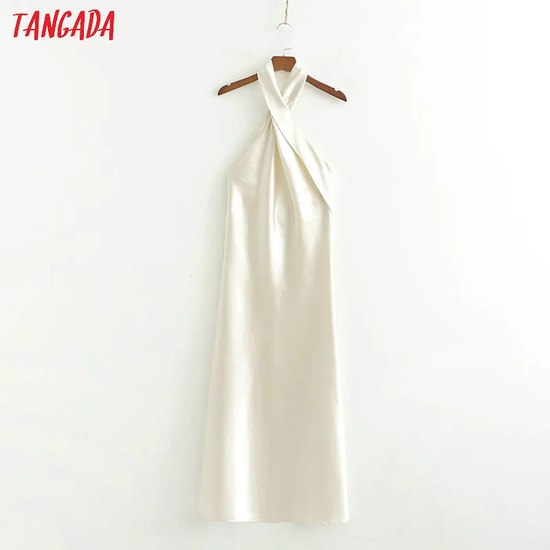 Платье Tangada женское, длинное, без рукавов, с перекрестной лямкой на шее, 2019 Платье Tangada женское, длинное, без рукавов, с перекрестной лямкой на шее, 2019