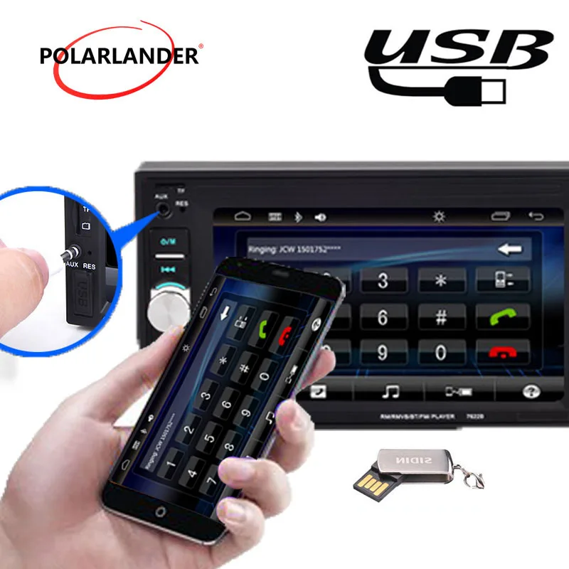 2 din autoradio 6.2 inch Bluetooth car radio AUX IN USB TF FM MP5 with