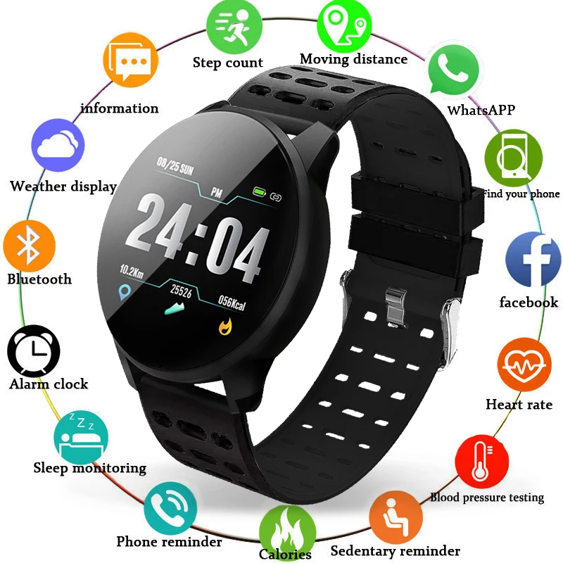 

BANGWEI Sport Watch Smart IP67 Waterproof Fitness Bluetooth Connection Android ios System Heart Rate Monitor Pedometer Watch+BOX