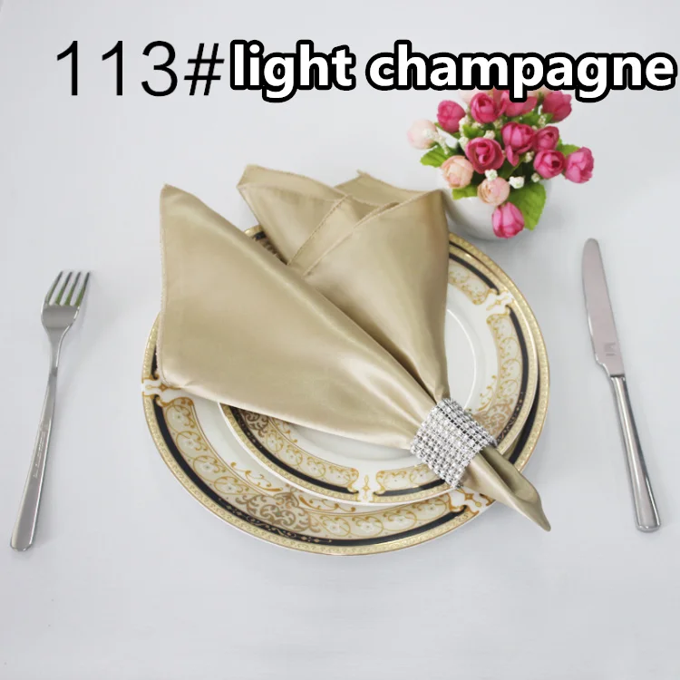 Dearest 50 шт. 19*19 дюймов квадратный Атлас салфетки сплошной платок для Свадебная вечеринка Ресторан отеля декоры таблицы - Цвет: light champagne