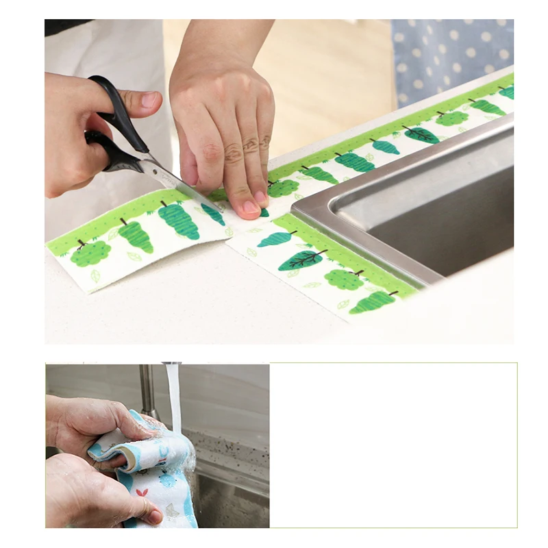 2pcs 8x140cm Kitchen Sink Waterproof Sticker Decor Bathroom Vanity Absorbent Toilet Wall PVC Sticker Moldproof Cooking Tools